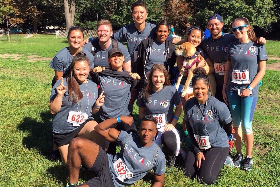 SPEAR's Physical Therapists celebrate finishing a fundraising race together in Brooklyn's Prospect Park