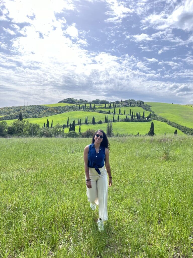 Jinal standing in a field