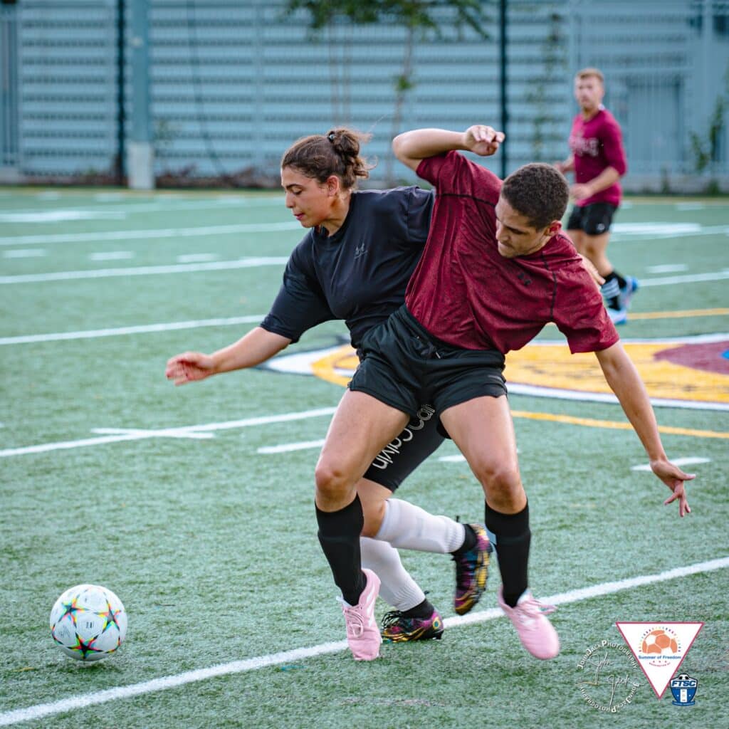 Soja Moore playing soccer